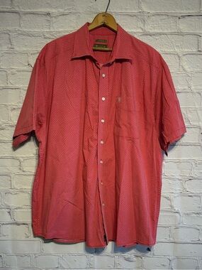 Ariat Red Short-Sleeve Button-Down with Subtle Geometric Print